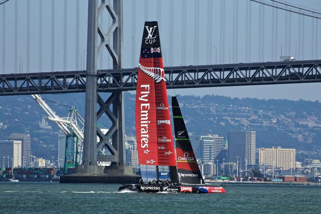 Emirates Team NZ returns to her base after Race 6 of the Final of the Louis Vuitton Cup © Chuck Lantz http://www.ChuckLantz.com